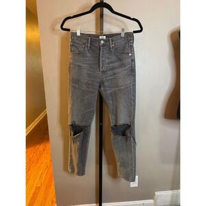Citizens of Humanity Grey Distressed Blown Out Knee Straight Leg Jeans Size 25